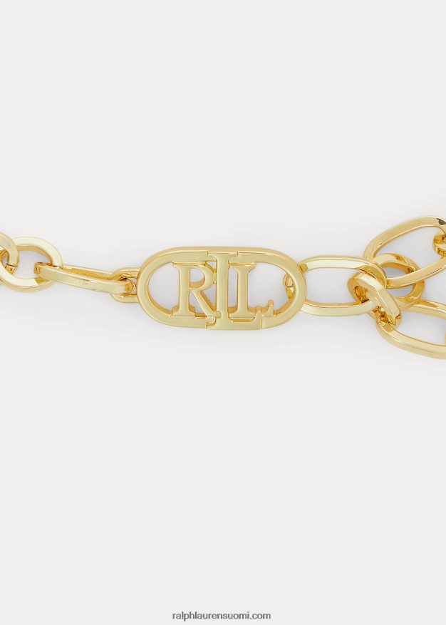 Ralph Lauren naiset kullanvärinen logoketjuvyö 0Z24ZR4933 kiillotettu messinki