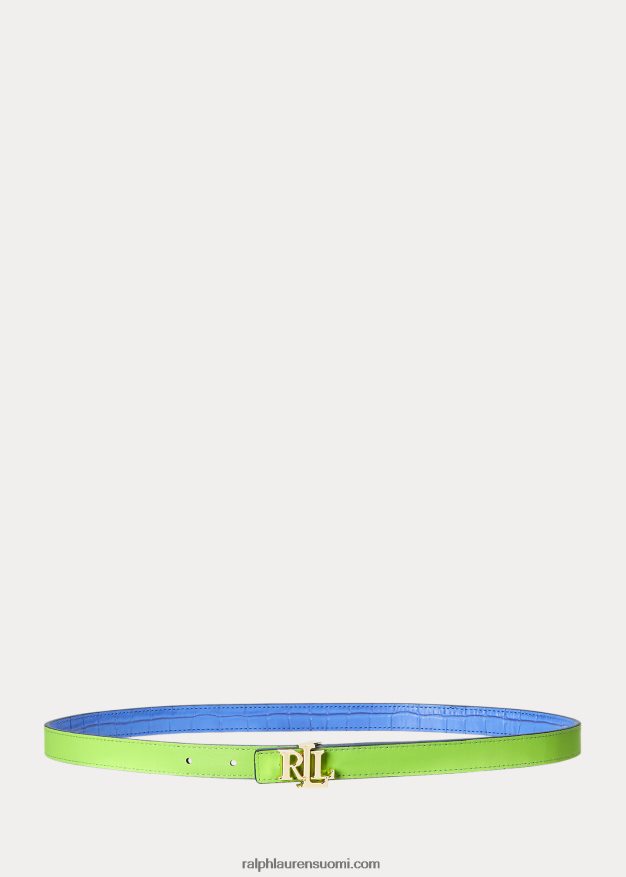 Ralph Lauren naiset logolla käännettävä nahkainen laiha vyö 0Z24ZR4907 new england blue/riviera