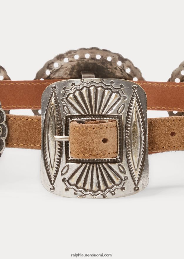 Ralph Lauren naiset metallikorosteinen mokkanahka vyö 0Z24ZR5534 karamelli