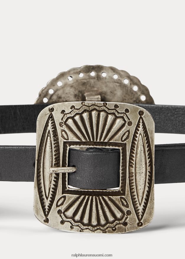 Ralph Lauren naiset metallikorostettu nahkavyö 0Z24ZR5522 musta