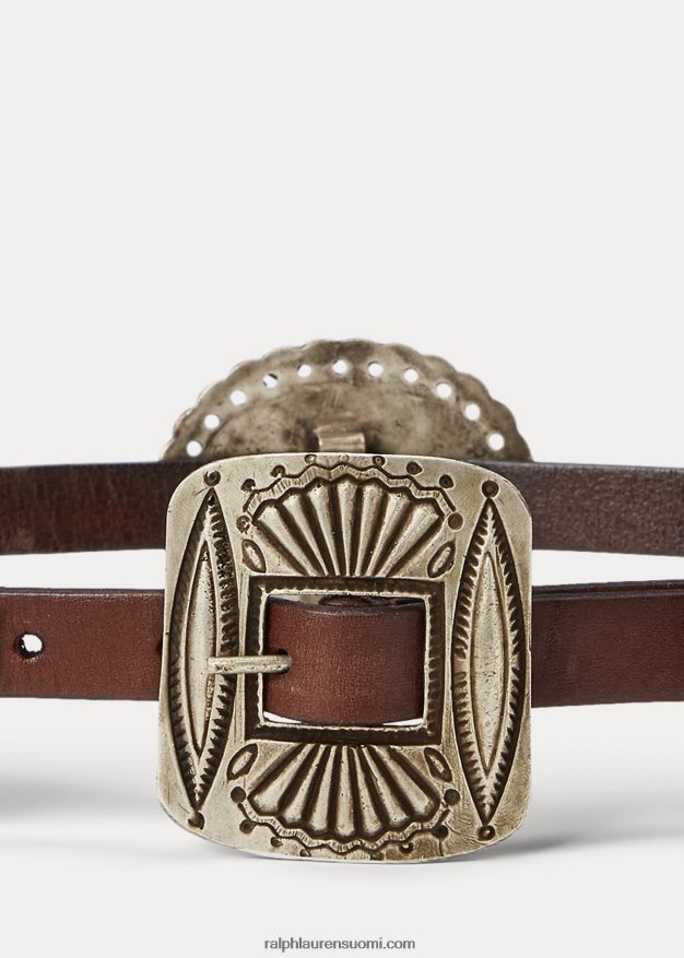 Ralph Lauren naiset metallikorostettu nahkavyö 0Z24ZR5523 ruskea