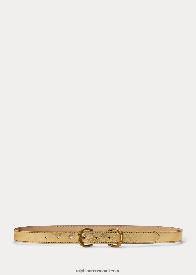 Ralph Lauren naiset metallinen nahkainen kaksoisd-rengasvyö 0Z24ZR9735
