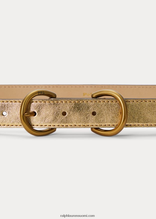 Ralph Lauren naiset metallinen nahkainen kaksoisd-rengasvyö 0Z24ZR9735