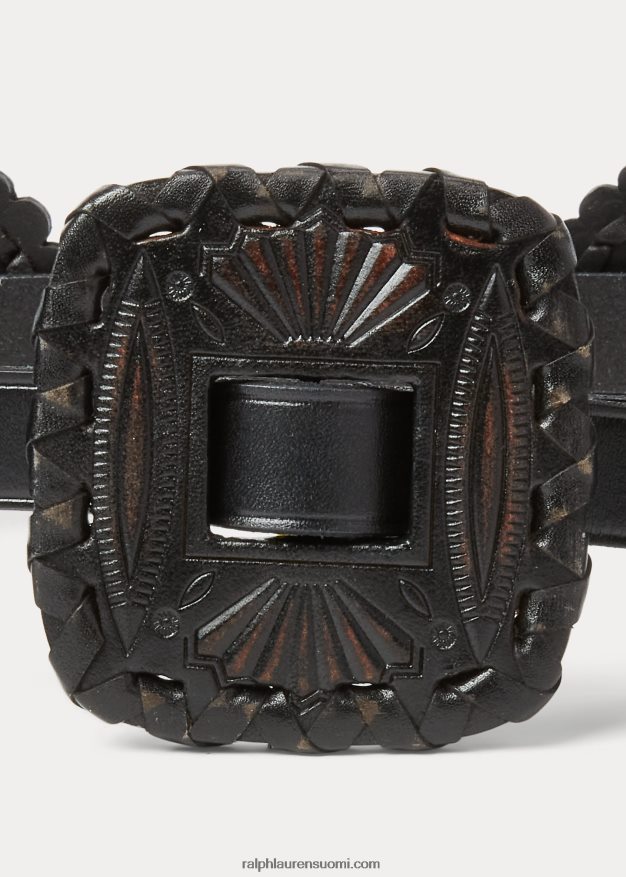 Ralph Lauren naiset nahkainen laiha vyö 0Z24ZR5566 musta