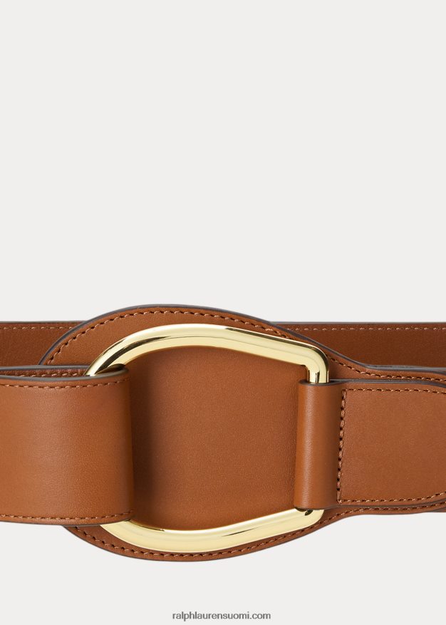 Ralph Lauren naiset nahkainen leveä d-rengasvyö 0Z24ZR4920 rusketus