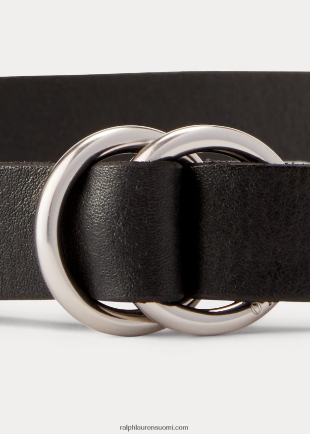 Ralph Lauren naiset ohut nahkainen O-rengasvyö 0Z24ZR5472 musta