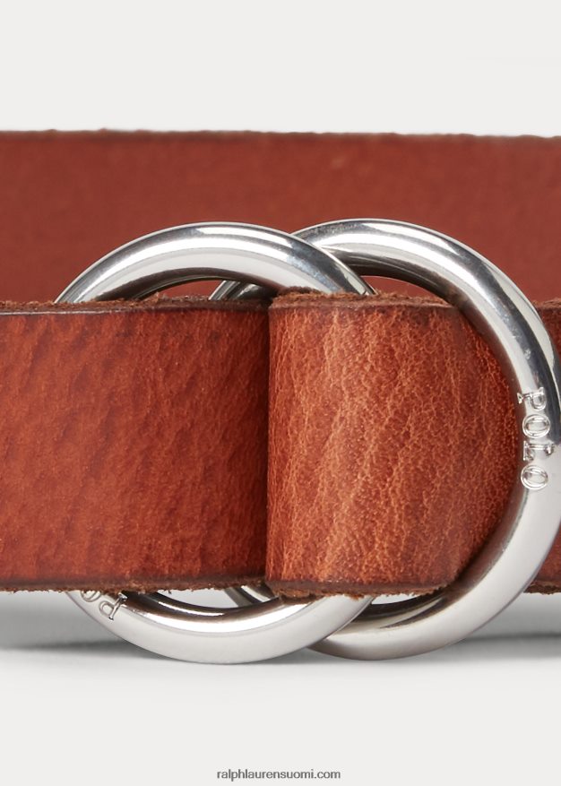 Ralph Lauren naiset ohut nahkainen O-rengasvyö 0Z24ZR5473 Cuoio