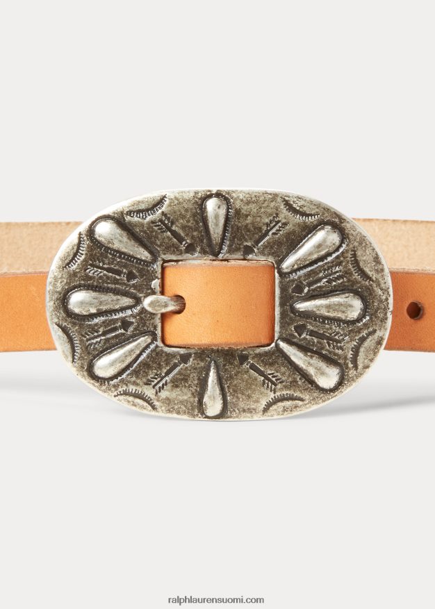 Ralph Lauren naiset ohut nahkasolkivyö 0Z24ZR5467 luonnollinen