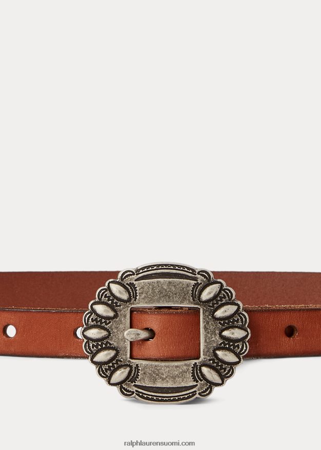 Ralph Lauren naiset ohut vasikkanahkainen vyö 0Z24ZR5462 Cuoio
