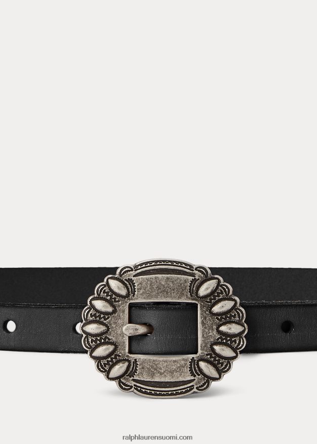 Ralph Lauren naiset ohut vasikkanahkainen vyö 0Z24ZR5463 musta
