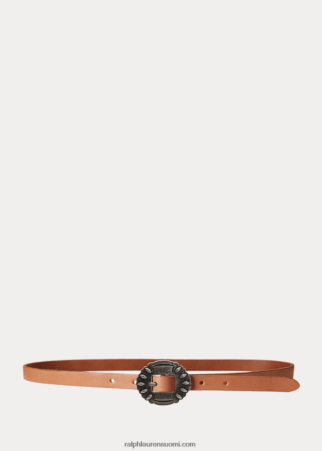 Ralph Lauren naiset ohut vasikkanahkainen vyö 0Z24ZR5464 luonnollinen