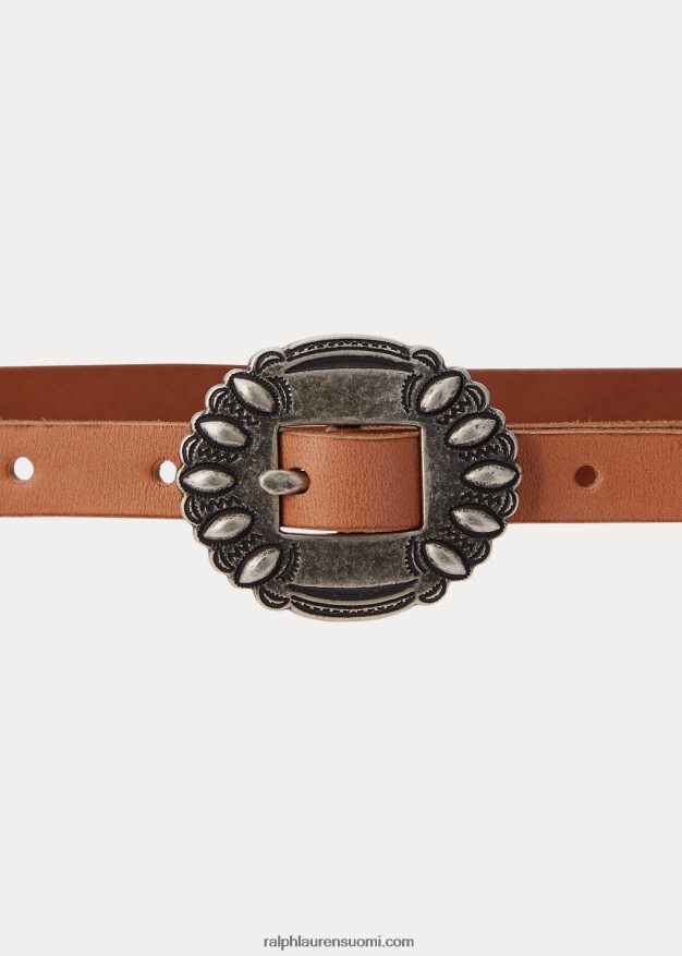 Ralph Lauren naiset ohut vasikkanahkainen vyö 0Z24ZR5464 luonnollinen
