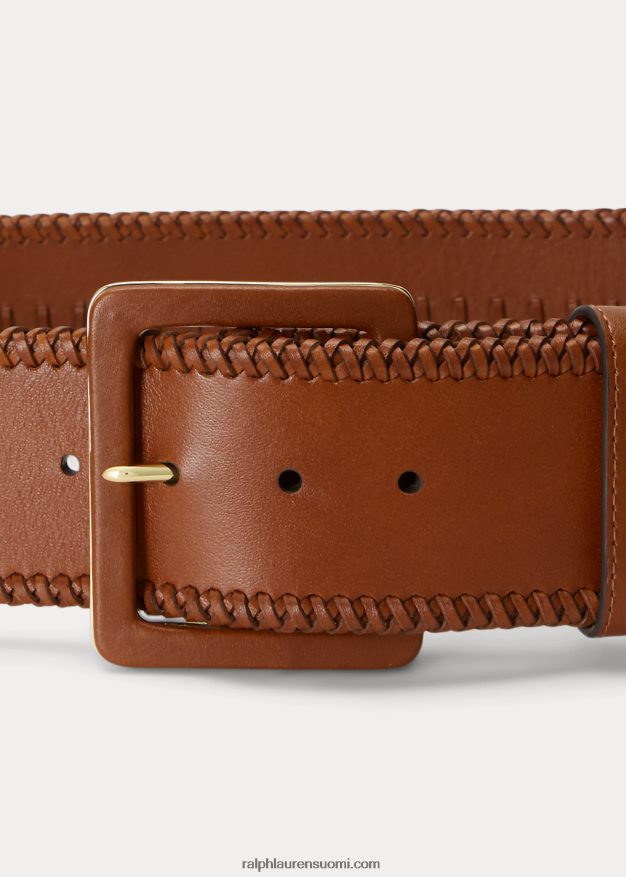 Ralph Lauren naiset piiskattu nahkainen leveä vyö 0Z24ZR4950 rusketus