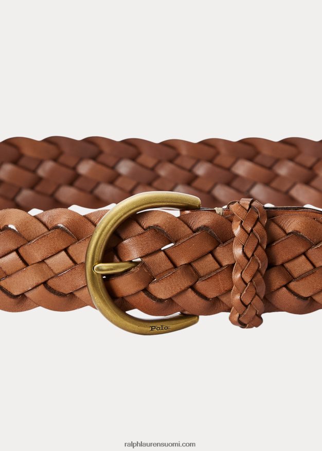 Ralph Lauren naiset punottu vasikannahkainen vyö 0Z24ZR5512 Cuoio