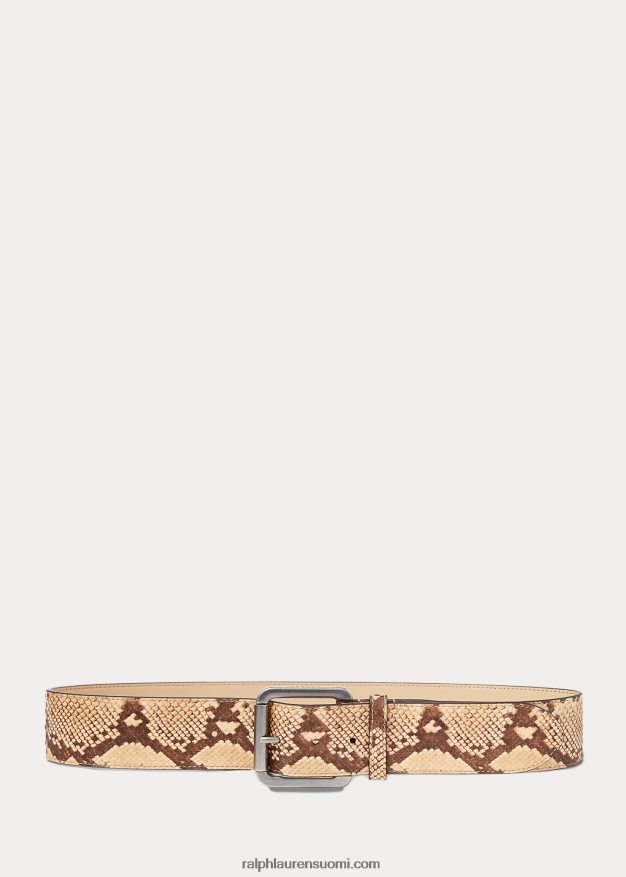 Ralph Lauren naiset tekokäärmeennahkainen leveä vyö 0Z24ZR4909 pergamentti