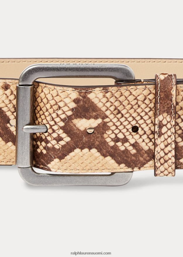 Ralph Lauren naiset tekokäärmeennahkainen leveä vyö 0Z24ZR4909 pergamentti