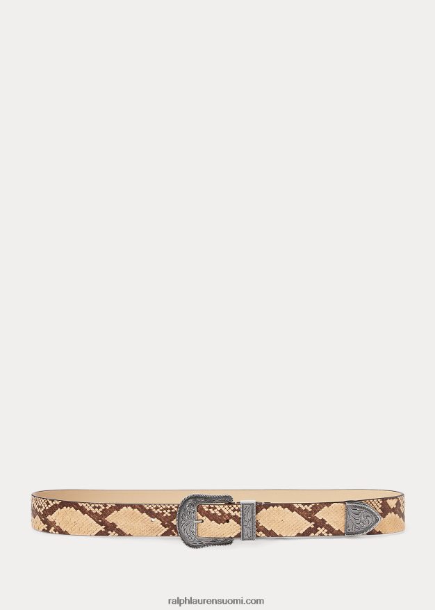 Ralph Lauren naiset tekokäärmeennahkainen vyö 0Z24ZR4922 pergamentti