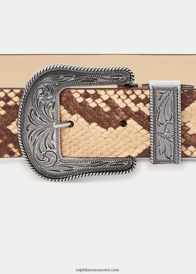Ralph Lauren naiset tekokäärmeennahkainen vyö 0Z24ZR4922 pergamentti