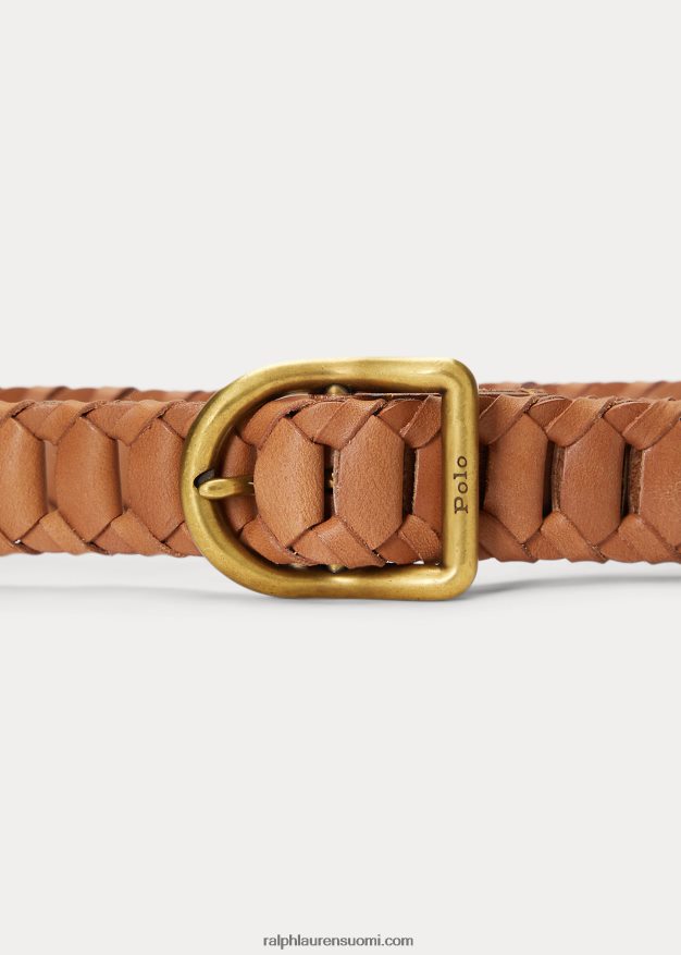 Ralph Lauren naiset tikkailla punottu nahkavyö 0Z24ZR5466 Cuoio