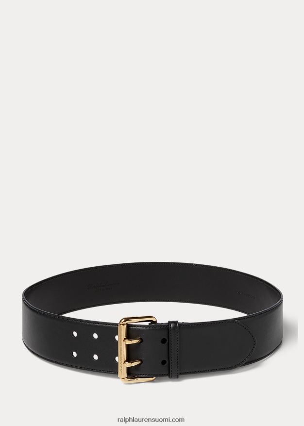 Ralph Lauren naiset vasikanahkainen kaksipiikkinen vyö 0Z24ZR5589 musta