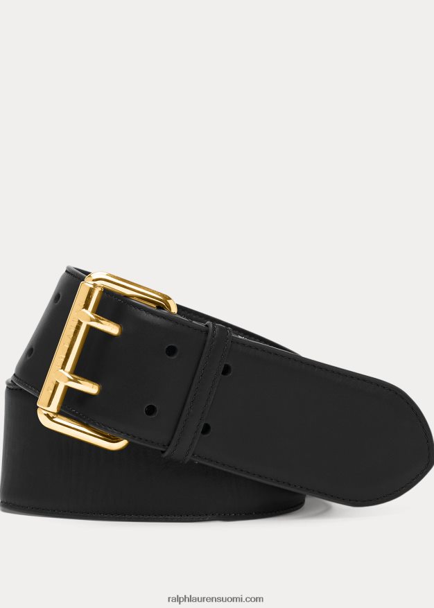 Ralph Lauren naiset vasikanahkainen kaksipiikkinen vyö 0Z24ZR5589 musta