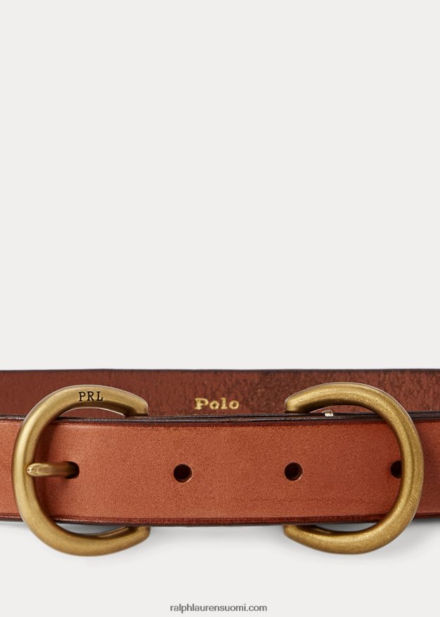 Ralph Lauren naiset vasikkanahkainen kaksoisd-rengasvyö 0Z24ZR5514 Cuoio