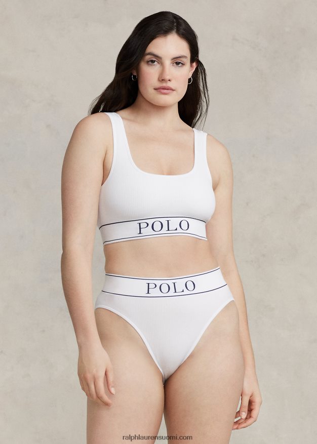 Ralph Lauren naiset logolla saumaton korkea kerroshousu 0Z24ZR3382 valkoinen pilvi