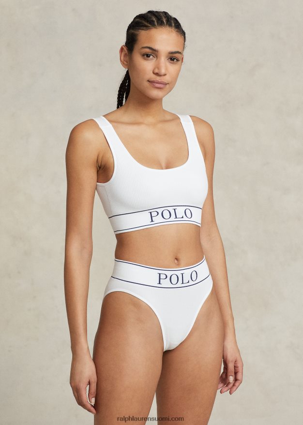 Ralph Lauren naiset logolla saumaton korkea kerroshousu 0Z24ZR3382 valkoinen pilvi