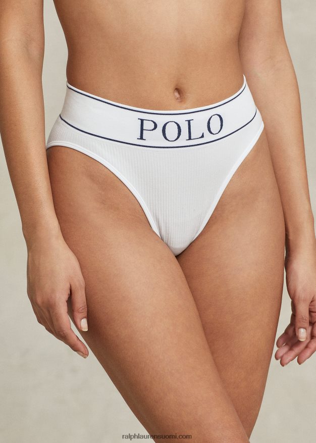 Ralph Lauren naiset logolla saumaton korkea kerroshousu 0Z24ZR3382 valkoinen pilvi