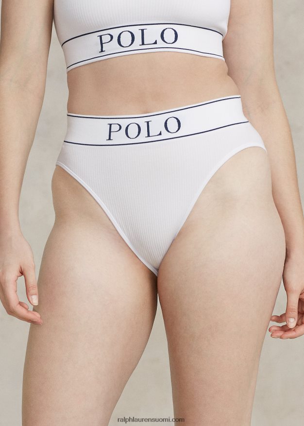 Ralph Lauren naiset logolla saumaton korkea kerroshousu 0Z24ZR3382 valkoinen pilvi