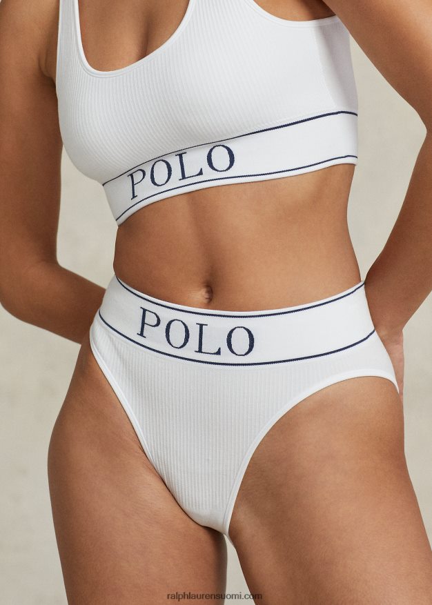 Ralph Lauren naiset logolla saumaton korkea kerroshousu 0Z24ZR3382 valkoinen pilvi