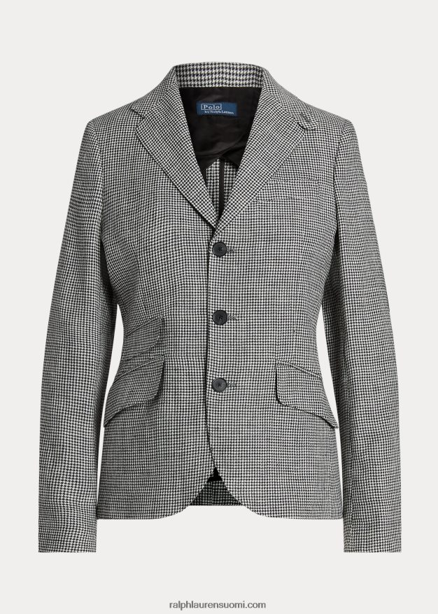 Ralph Lauren naiset houndstooth tweed hakkerointibleiseri 0Z24ZR2963 musta valkoinen