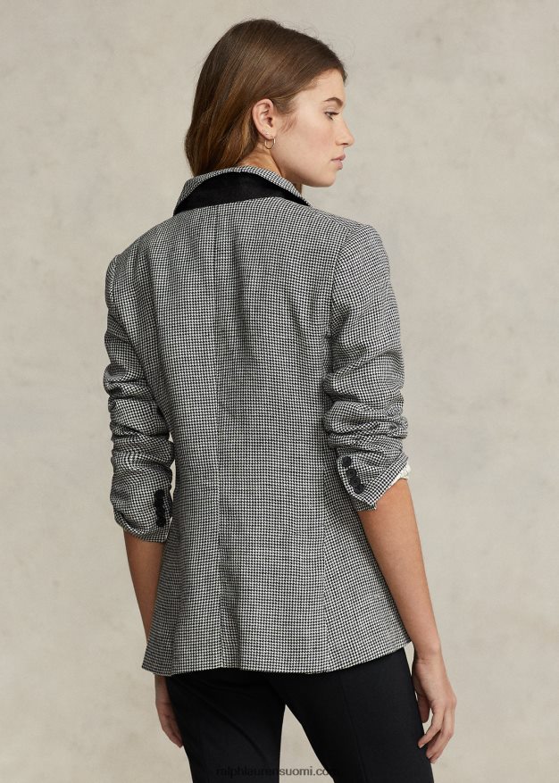 Ralph Lauren naiset houndstooth tweed hakkerointibleiseri 0Z24ZR2963 musta valkoinen