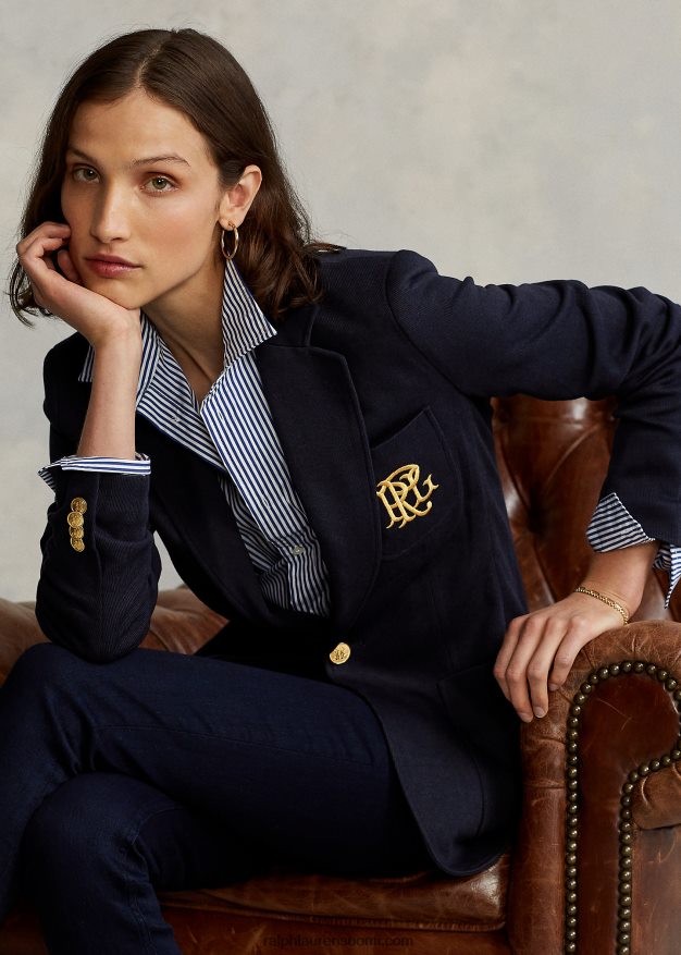 Ralph Lauren naiset kaksinkertainen jacquard-bleiseri 0Z24ZR3354 park avenue laivasto