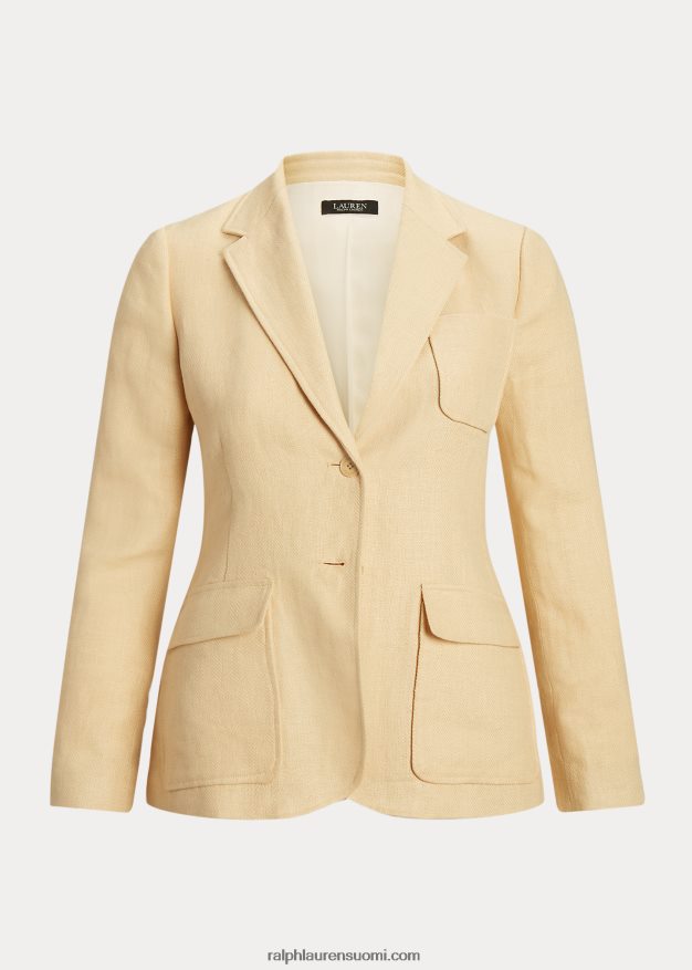 Ralph Lauren naiset kalanruoto pellava bleiseri 0Z24ZR4689 vintage kerma