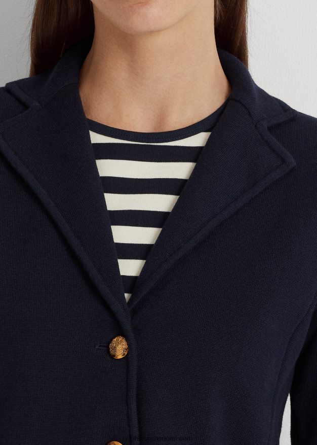 Ralph Lauren naiset kampapuuvillainen bleiseri 0Z24ZR4275 laivasto