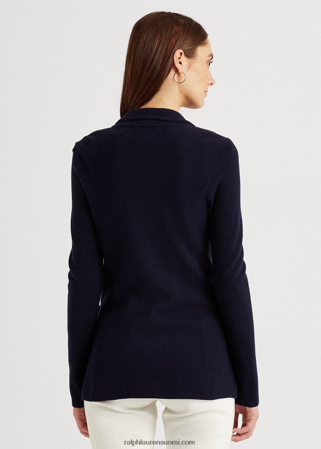 Ralph Lauren naiset kampapuuvillainen bleiseri 0Z24ZR4490 laivasto