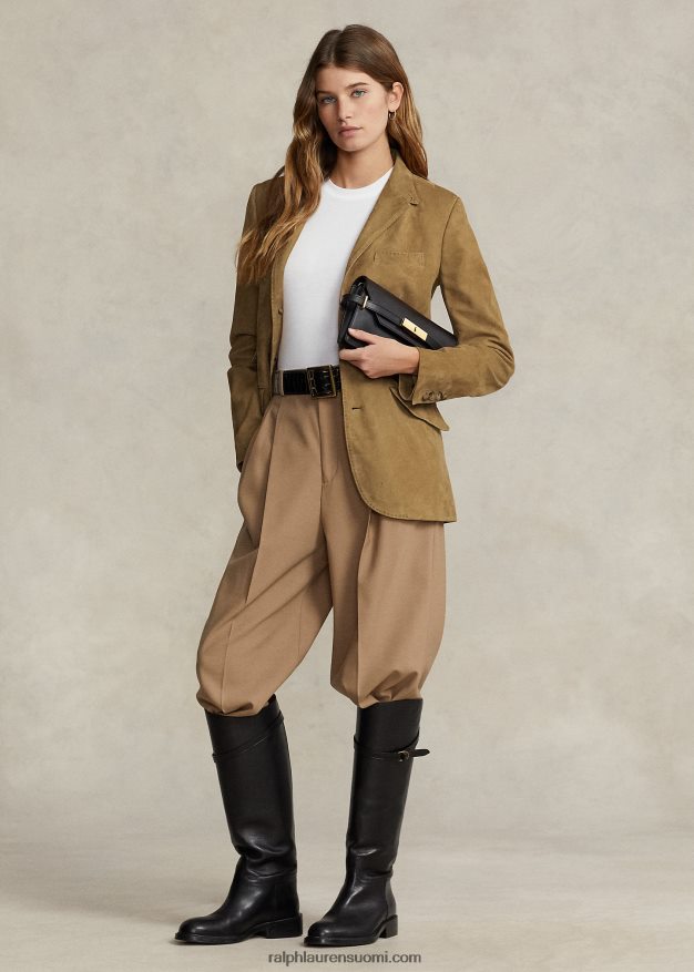 Ralph Lauren naiset lampaannahkainen mokka hakkerointibleiseri 0Z24ZR3223 montana khaki