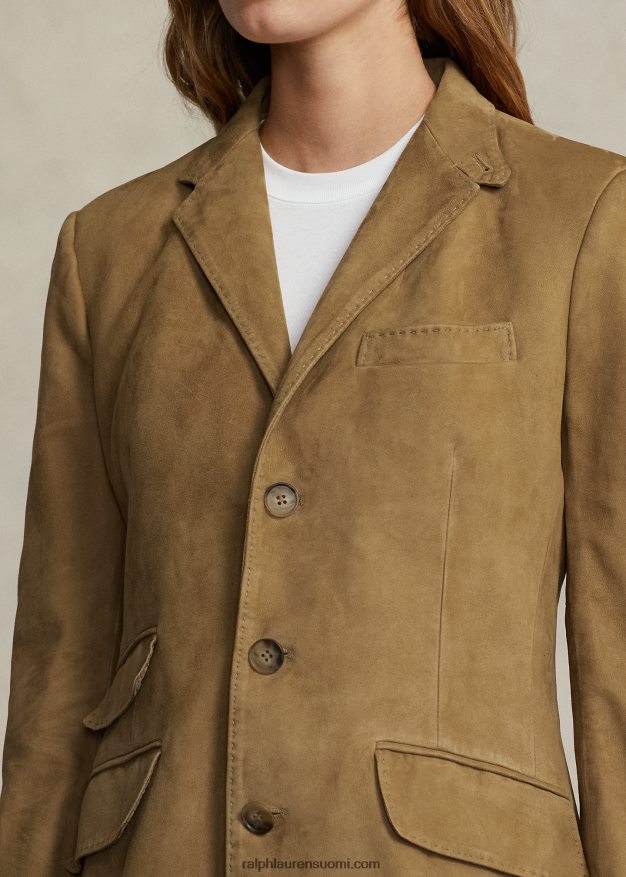 Ralph Lauren naiset lampaannahkainen mokka hakkerointibleiseri 0Z24ZR3223 montana khaki