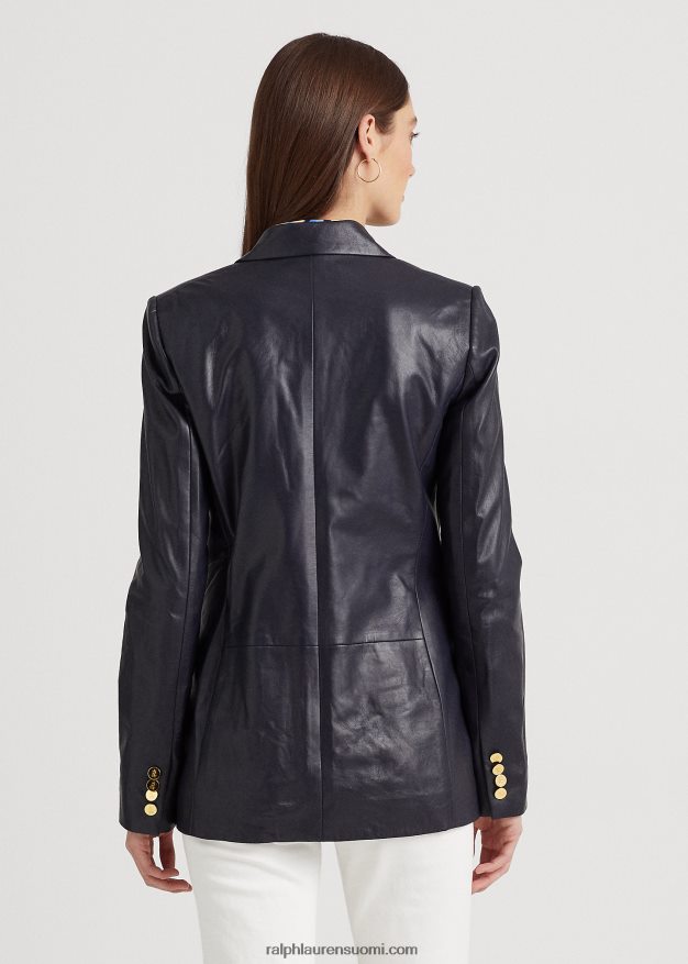 Ralph Lauren naiset nappanahkainen bleiseri 0Z24ZR9565 laivasto