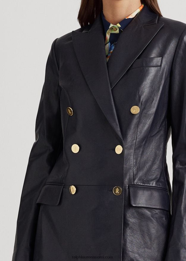 Ralph Lauren naiset nappanahkainen bleiseri 0Z24ZR9565 laivasto