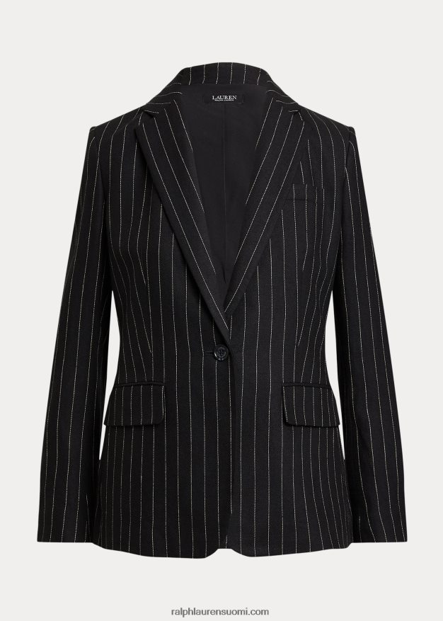 Ralph Lauren naiset neularaitainen pellavasekoite toimikas bleiseri 0Z24ZR9519 musta/kerma