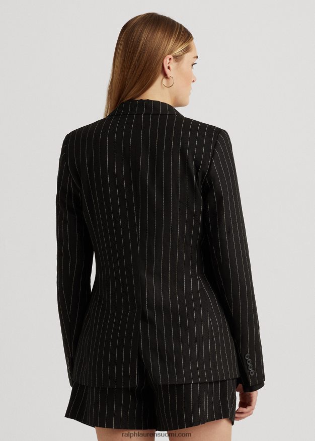 Ralph Lauren naiset neularaitainen pellavasekoite toimikas bleiseri 0Z24ZR9519 musta/kerma