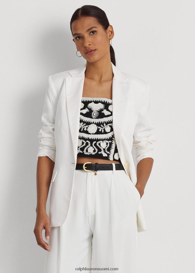 Ralph Lauren naiset pellavasekoite toimikas bleiseri 0Z24ZR4345 valkoinen