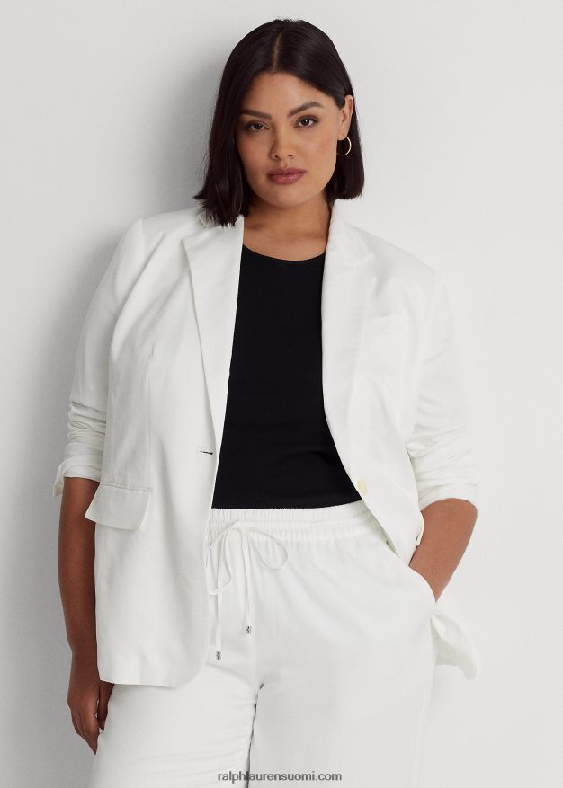 Ralph Lauren naiset pellavasekoite toimikas bleiseri 0Z24ZR4545 valkoinen