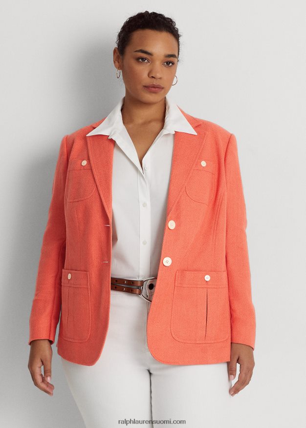 Ralph Lauren naiset pellavasekoiteinen kalanruotobleiseri 0Z24ZR4803 koralli