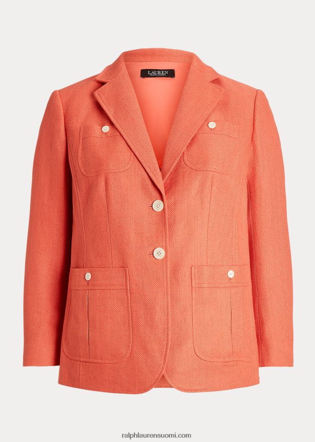 Ralph Lauren naiset pellavasekoiteinen kalanruotobleiseri 0Z24ZR4803 koralli