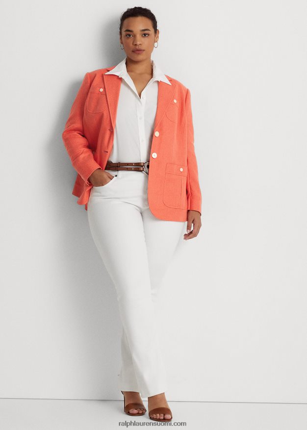 Ralph Lauren naiset pellavasekoiteinen kalanruotobleiseri 0Z24ZR4803 koralli