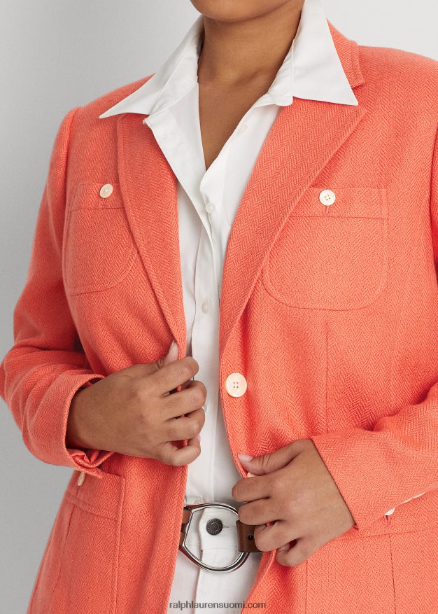 Ralph Lauren naiset pellavasekoiteinen kalanruotobleiseri 0Z24ZR4803 koralli