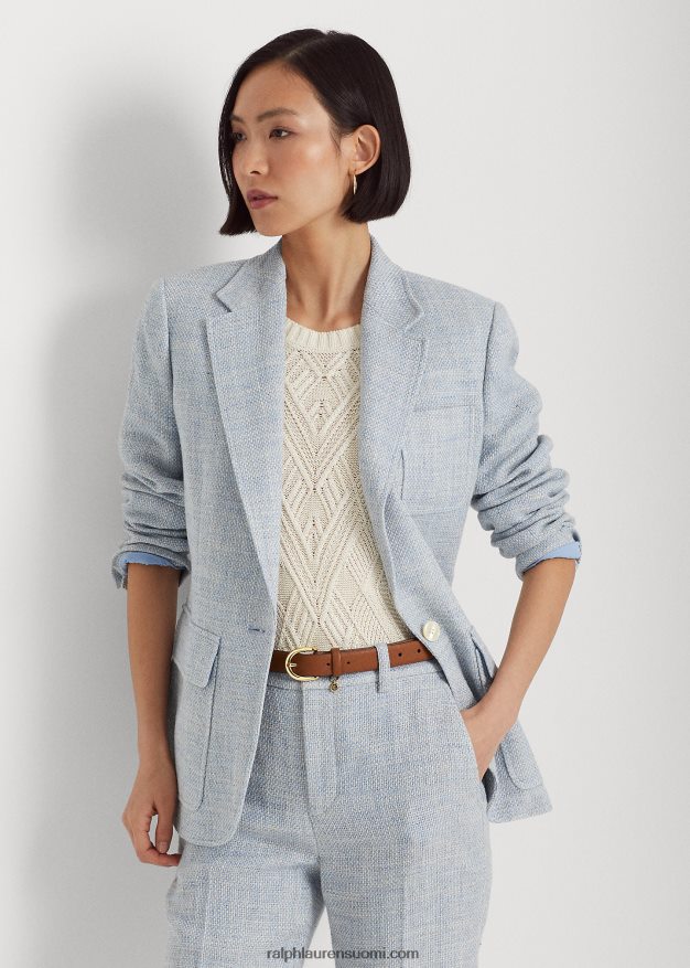 Ralph Lauren naiset pellavasekoitettu bleiseri 0Z24ZR9425 vaaleansininen/kermanvärinen